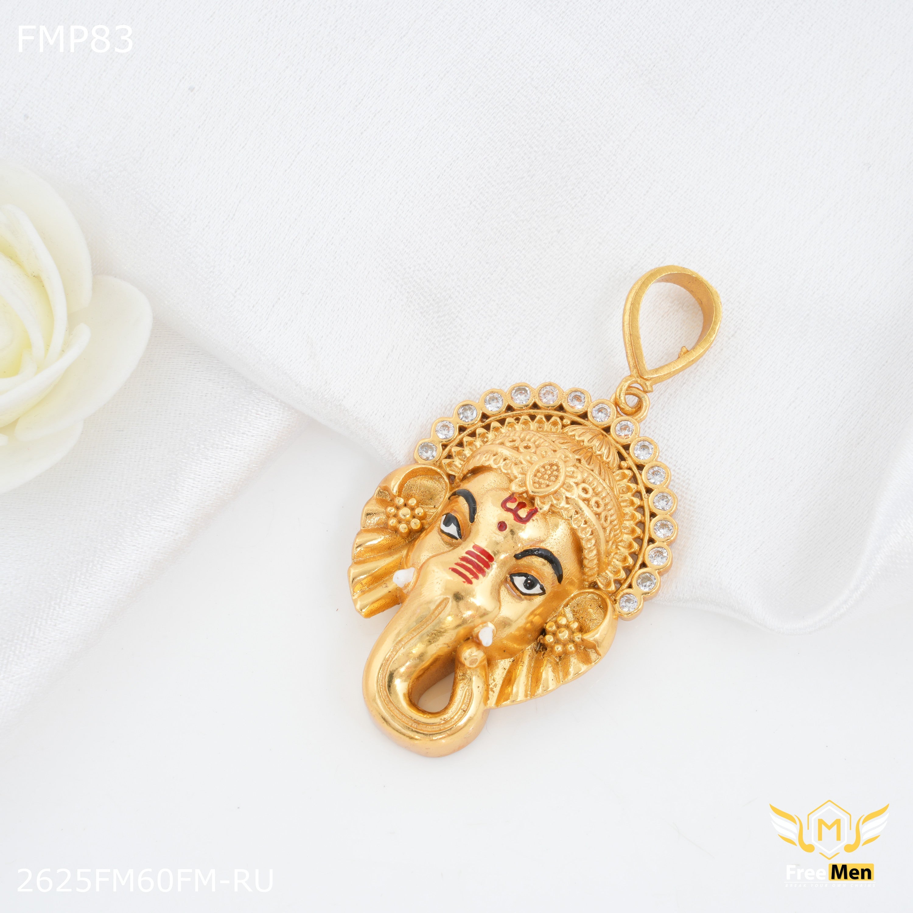 Freemen Ganpati ji Face with AD Pendent for Men - FMP83