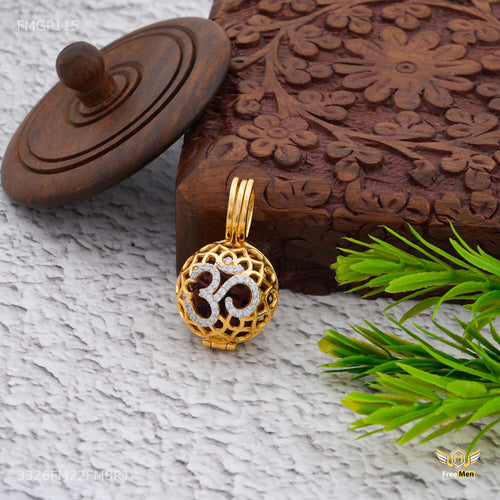 AD OM with Net Ball Rudraksha  Pendent for Men