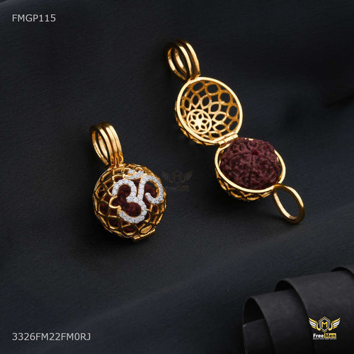 AD OM with Net Ball Rudraksha  Pendent for Men
