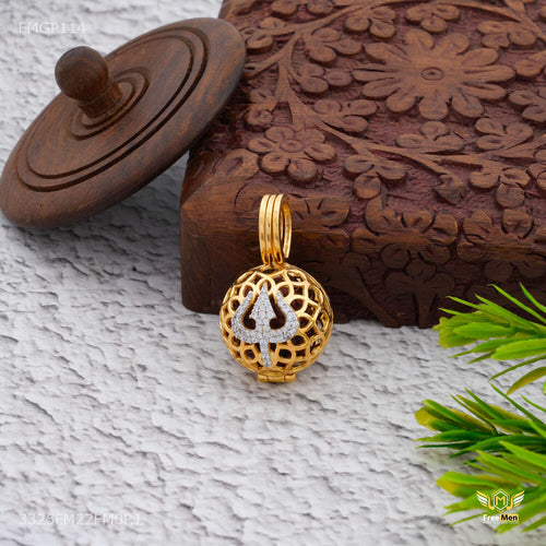 AD Trishul with Net Ball Rudraksha  Pendent for Men 
