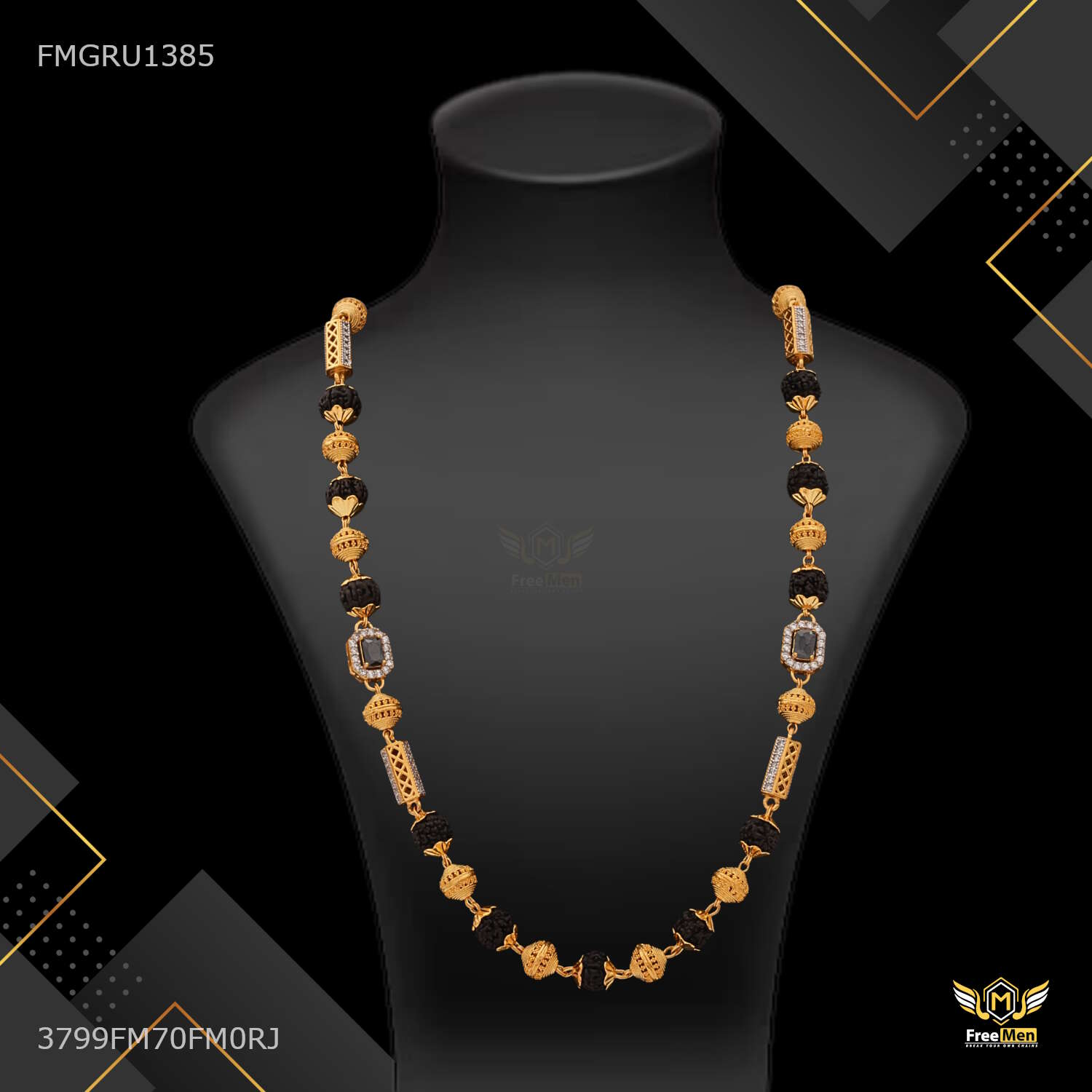 Classic Black AD Box Shini Rudraksha mala For Men