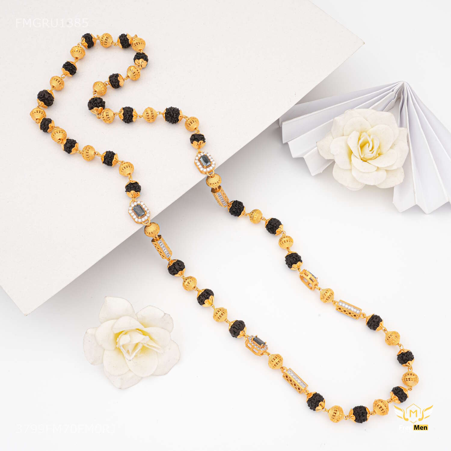 Classic Black AD Box Shini Rudraksha mala For Men