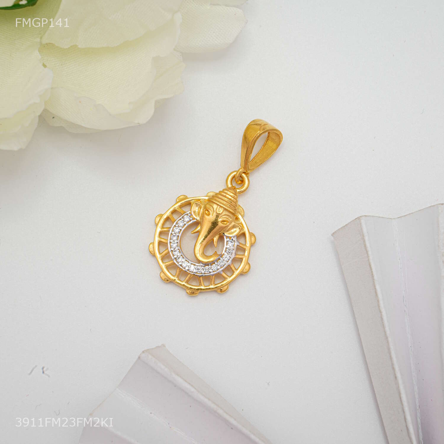 Designer Mini Ganpati ji Face Gold Plated Pendant for Men 