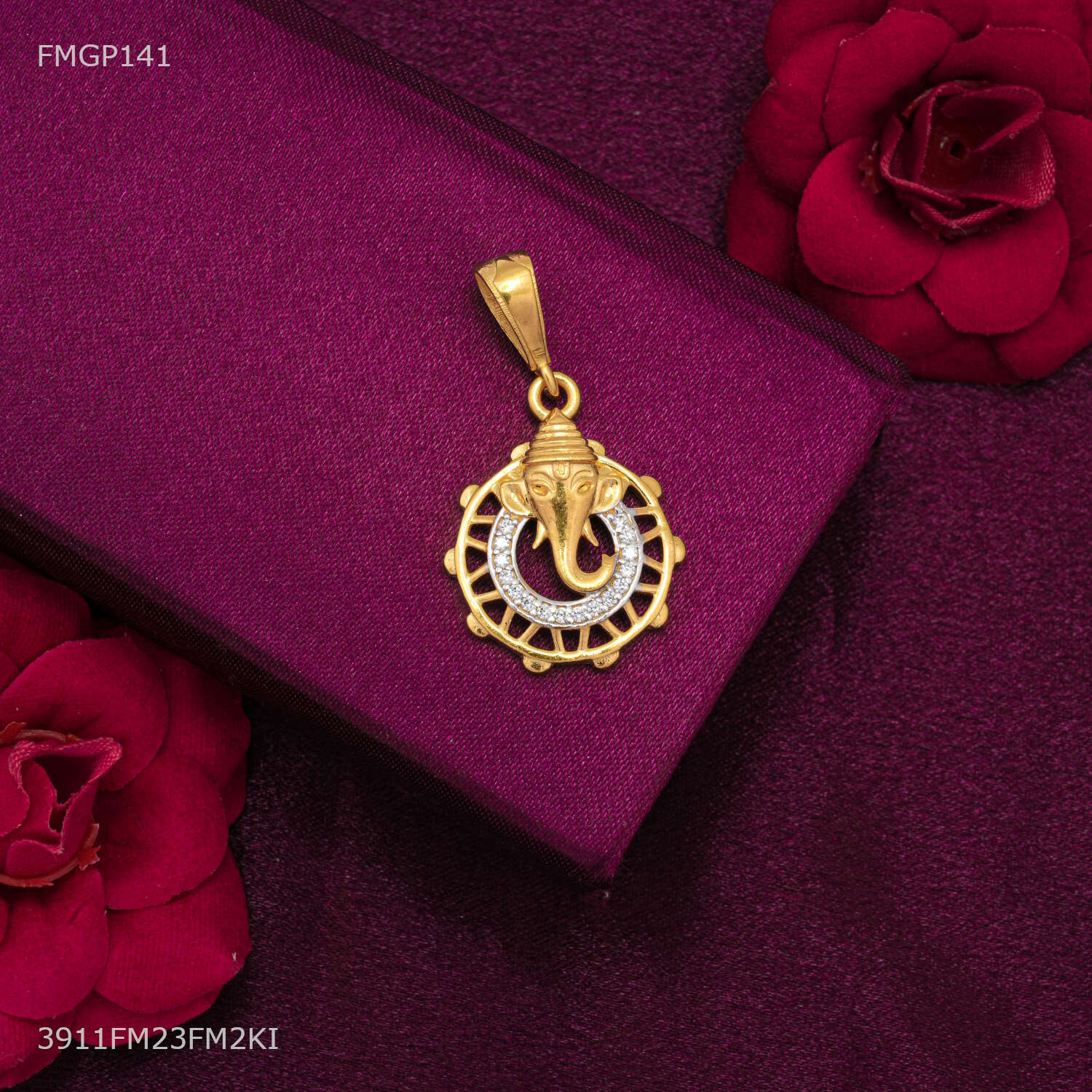 Designer Mini Ganpati ji Face Gold Plated Pendant for Men 
