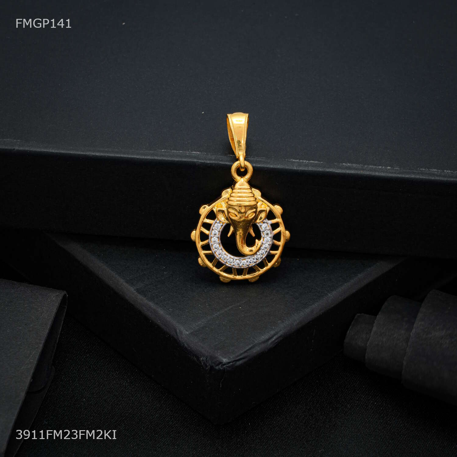 Designer Mini Ganpati ji Face Gold Plated Pendant for Men 