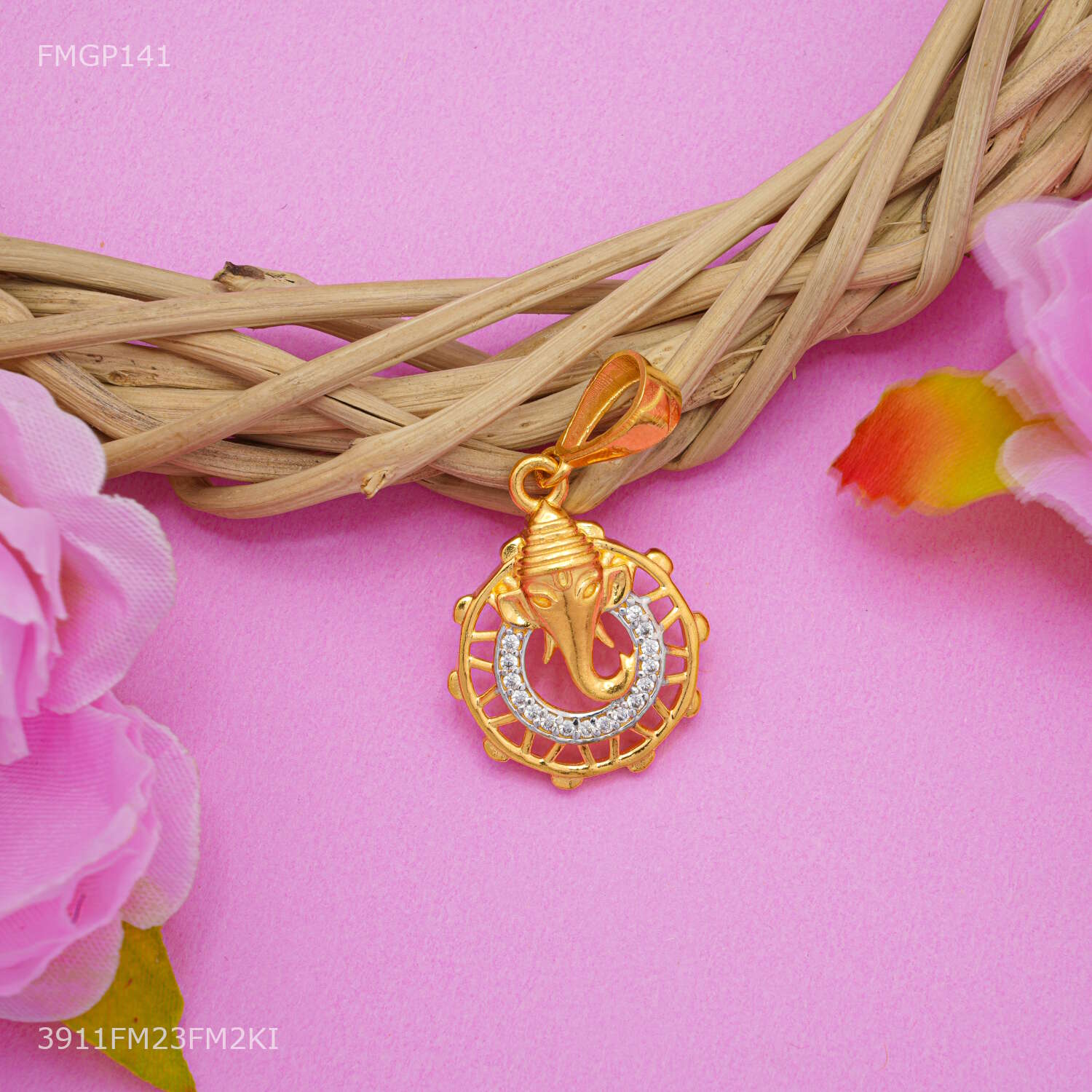 Designer Mini Ganpati ji Face Gold Plated Pendant for Men 