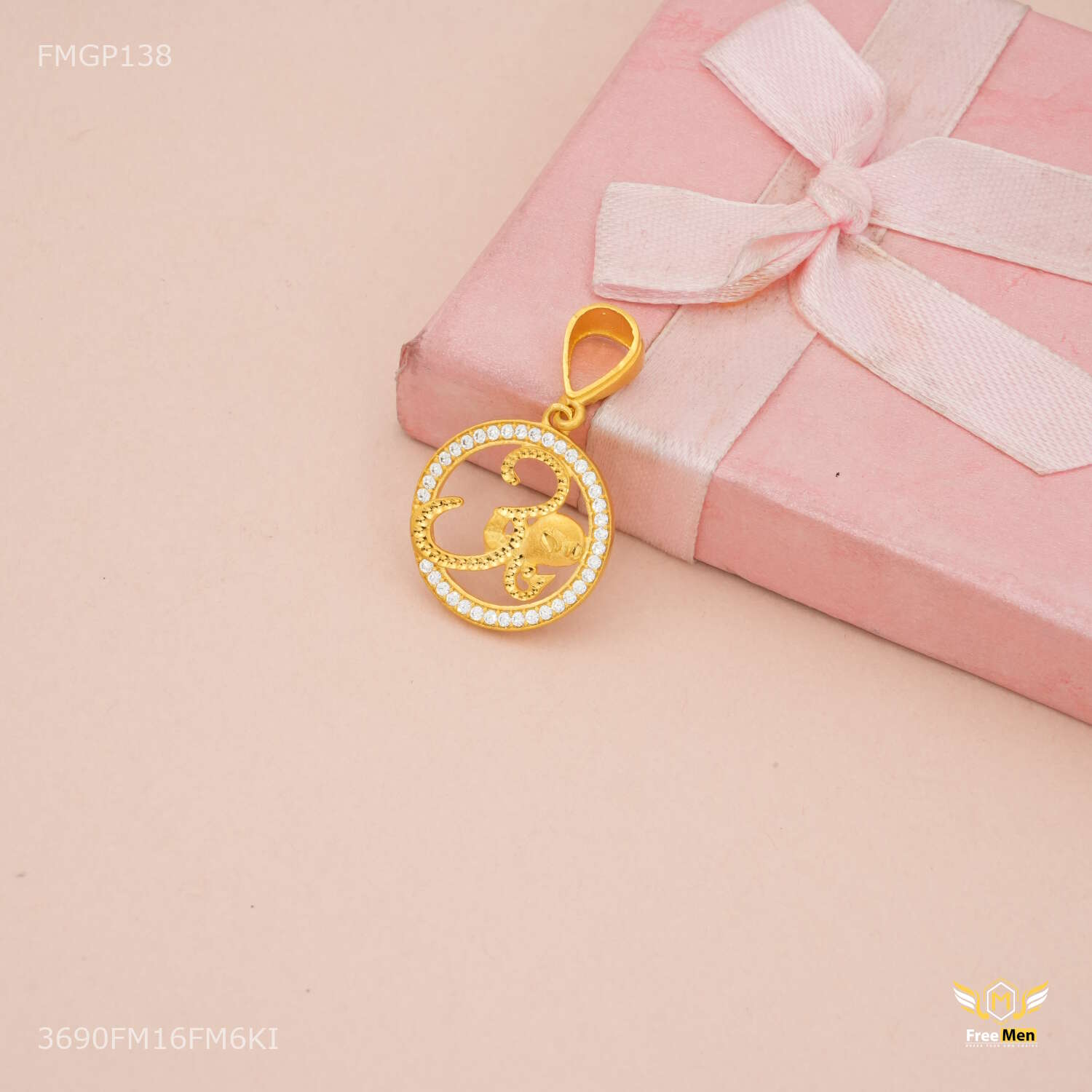 Designer Round with OM AD Gold Plated Pendant for Men 