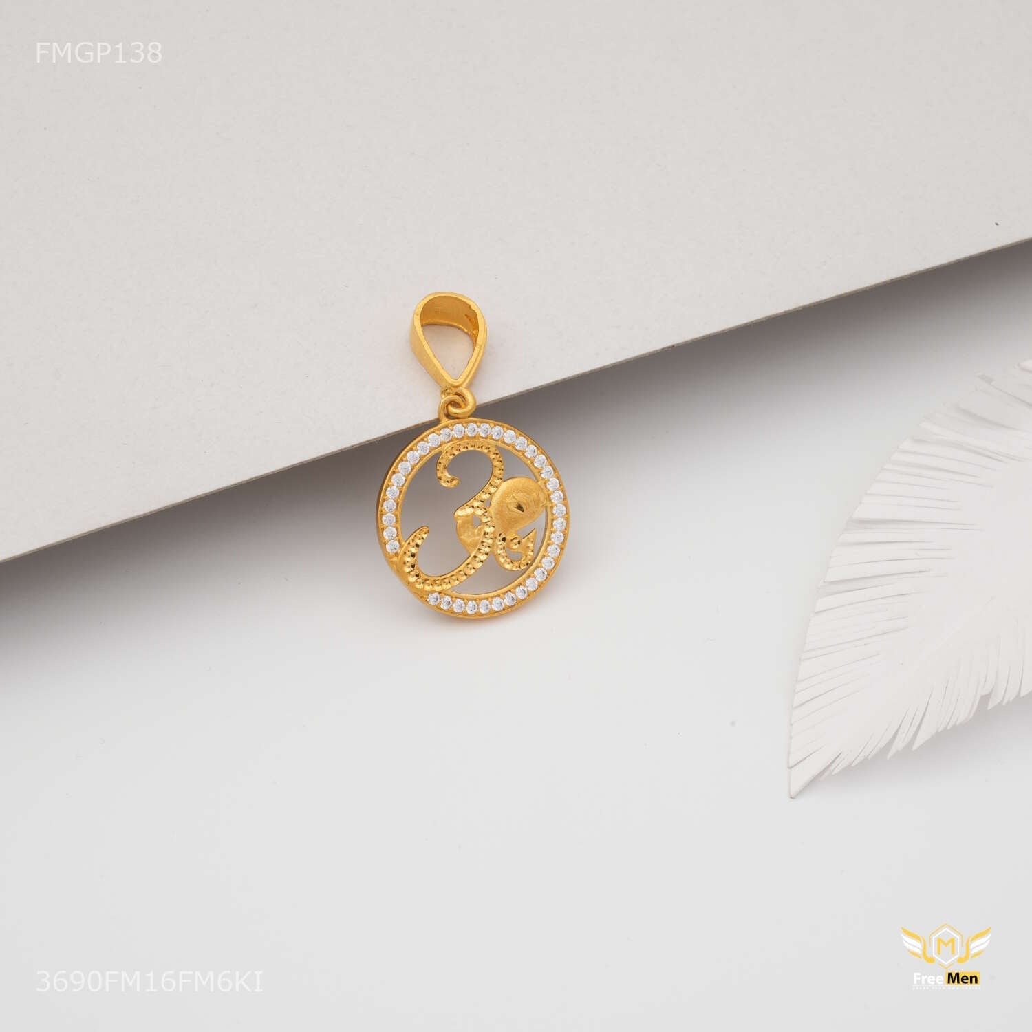 Designer Round with OM AD Gold Plated Pendant for Men 