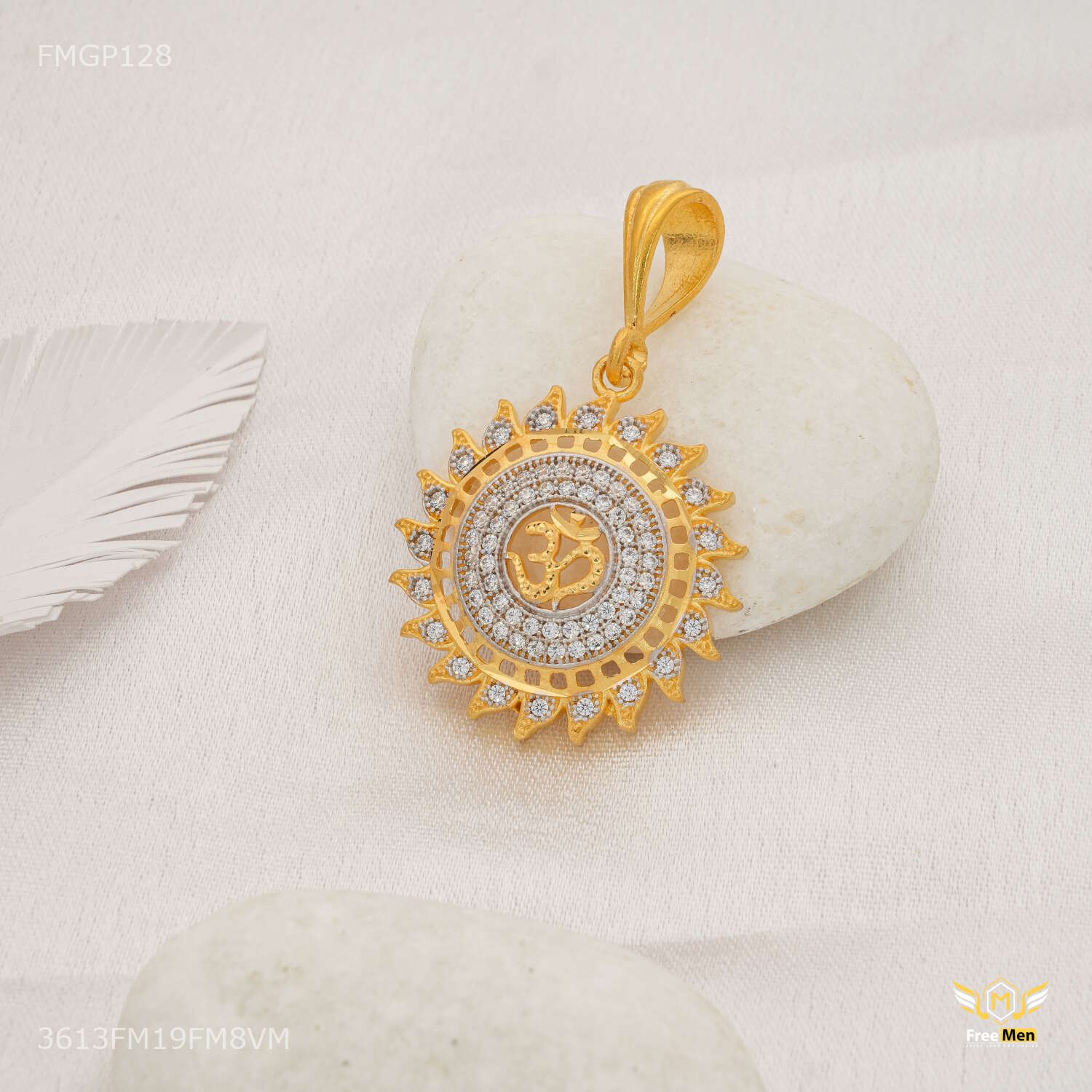 Sun AD with OM Gold Plated Pendant for Men 